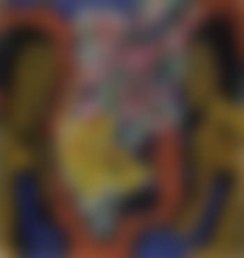 Still life with two wooden figures and flowers (preview)