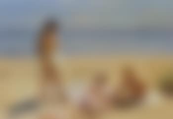 Summer's day at Skagen Strand with figures - two of the artist's daughters (preview)