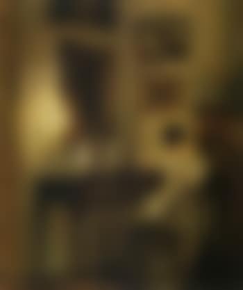Interior scene with the artist's wife by piano in evening (preview)
