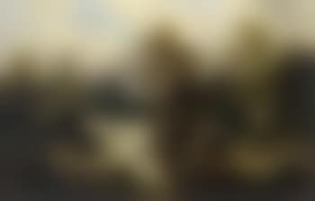Mountainous landscape with traveller near a torrent (preview)