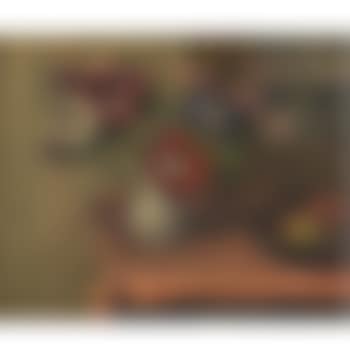 Nature morte au vase de fleurs et fruits sur table (preview)