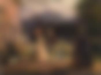 Elegant figures in castle grounds (preview)