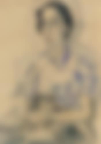 Portrait de femme assise avec chat (preview)