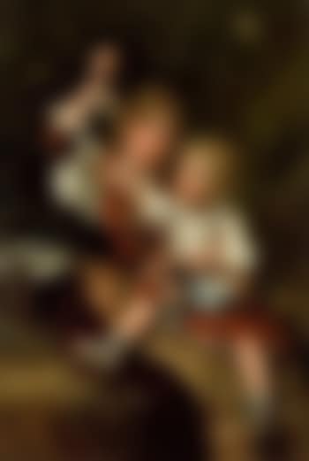 Girl in national dress with younger girl on lap (preview)