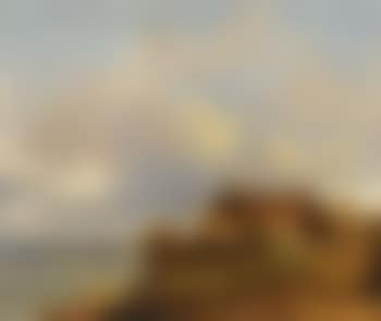 Coastal landscape with thatched houses (preview)
