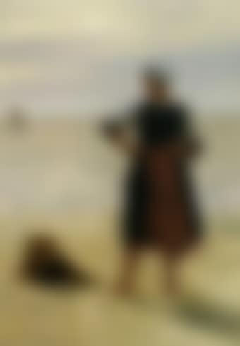 Coastal landscape with fishergirl looking out to sea, Brittany (preview)