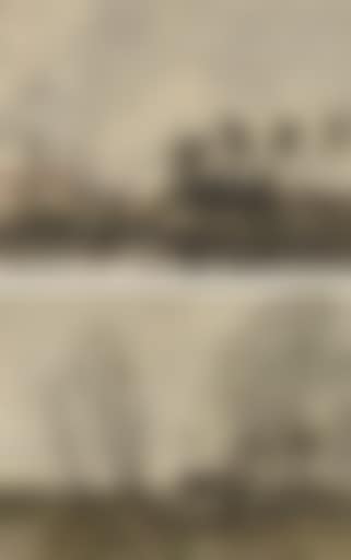 Figure on a river bank with cottages beyond. Figure on a riverside track (preview)