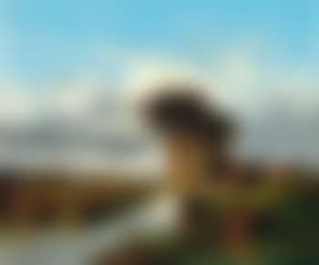 River landscape with cottages (preview)