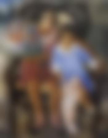 Two girls with a bouquet of flowers and a doll (preview)