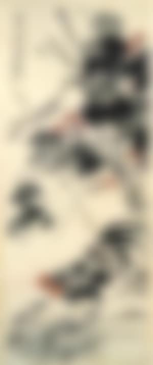 Coq et sauterelle sous les liserons et bambous (preview)