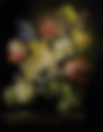 Still life with daffodils, tulips and bluebells (preview)