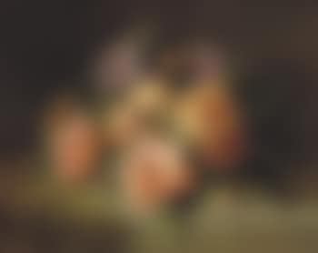 Pink roses and rhododendrons on a marble ledge (preview)