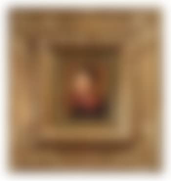 Bildnis eines Mädchens im braunen Kleid mit einem rot-grünen Halstuch in Dreiviertelansicht nach links (preview)