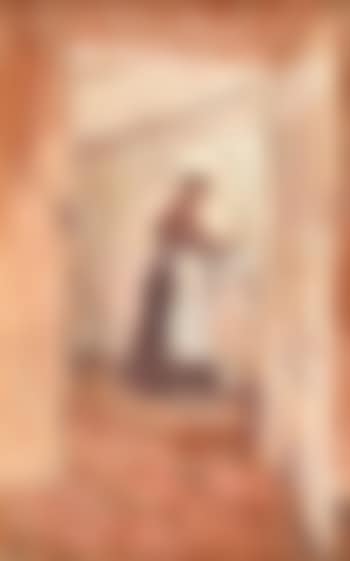 Cottage interior with lady at a window (preview)
