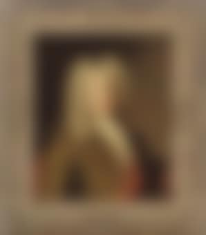 Portrait of a gentleman, bust-length, in a brown coat with gold embroidery and a red wrap (preview)