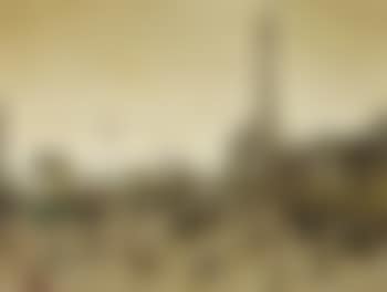 Figures, cars and trams on the front at Blackpool, buildings and Blackpool Tower in the distance (preview)