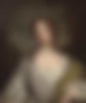Portrait of a lady, half-length, in a mauve dress and white chemise, with a green wrap, a landscape beyond (preview)