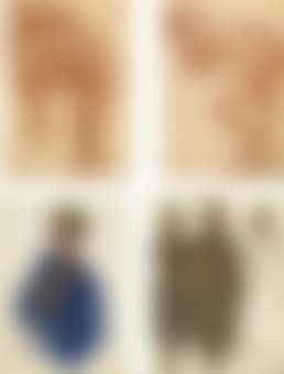 Soldier in blue uniform; Three soldiers; Bending female nude; and Female nude resting elbow on knee (preview)