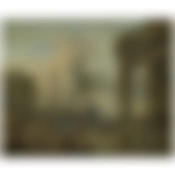 A Mediterranean Harbour Capriccio With Figures Unloading Cargo In The Foreground (preview)