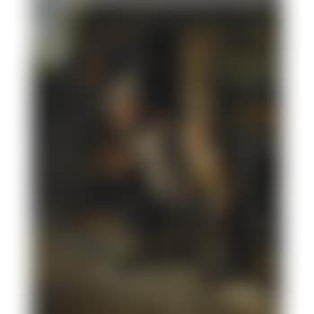A Young Boy And Girl In Front Of A Cottage, Teasing A Cat (preview)