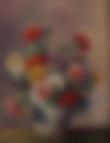 Zinnias in a blue and white vase (preview)