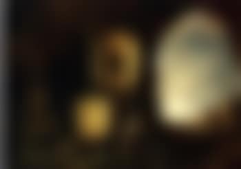 A rock cave with an antique sarcophagus decorated in relief with the scene of a sacrifice and flanked by a stone bust of Seneca, with a view of a southern landscape with ruins (preview)