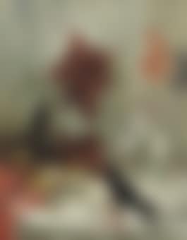 A corner in the artist's studio with an Oriental wooden figure, dolls and a Japanese bronze tiger (preview)