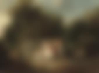 Elegant company playing Blind Man's Buff in a wooded landscape (preview)
