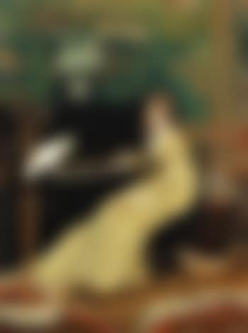 Dame am Klavier mit Kakadu (preview)
