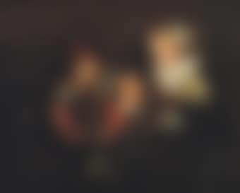 Two girls and a boy with a dog by candle light (preview)