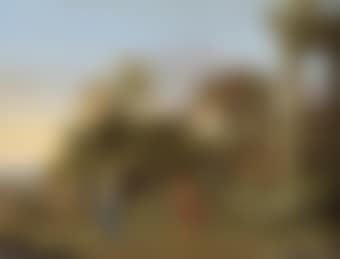 A classical landscape with figures on a path in the foreground (preview)
