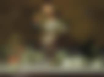 Narcissi and a carnation in an urn on a stone ledge with cherries, figs and butterflies (preview)