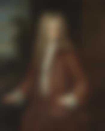 Portrait of Robert Bressett (1696-1728), three-quarter-length, in a rust coat with silver embroidery, by a column, in a landscape, Cound Hall, Shropshire, beyond (preview)