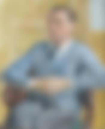 Porträt eines sitzenden Mannes mit blauer Weste. (preview)