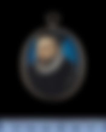 A gentleman, aged 42, wearing black robes, white ruff and black hat (preview)