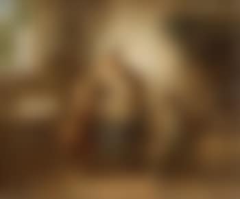 Mother and children in kitchen interior (preview)