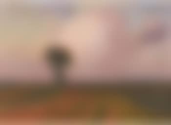 Vast landscape with lonely tree and farmer at work (preview)