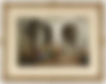 Visitors arriving, figures in a courtyard (preview)