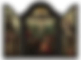 A triptych: the central panel: The Crucifixion with the Holy Virgin, Saint John the Evangelist and Saint Mary Magdalene; left wing: Christ carrying the Cross; right wing: The Resurrection (preview)