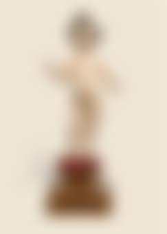 Figure En Bois Peint Polychrome Representant L'enfant Jesus Benissant (preview)
