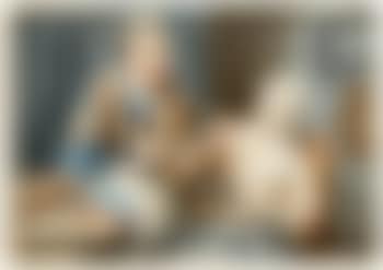 A couple playing with a cat and a dog. A family playing with a dog (preview)
