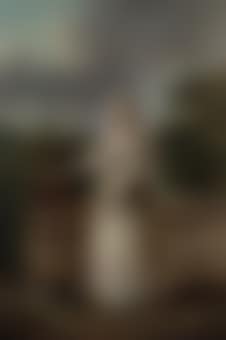 Portrait of a lady, full-length, in masquerade dress, on a terrace with a spaniel (preview)