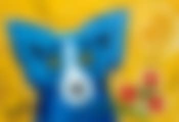 Blue dog with red flowers (preview)