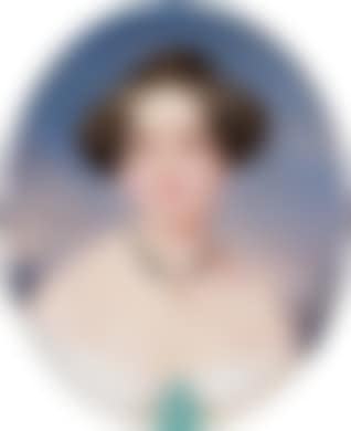 Portrait of a young lady with pearl jewellery and a turquoise tassel on her dress (preview)