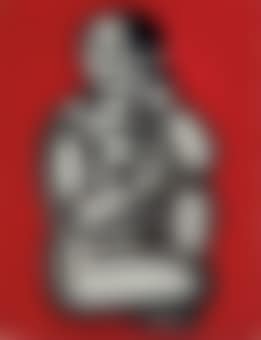 Femme sur fond rouge, femme assise (preview)