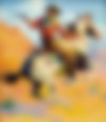 Cowboy on horseback firing a gun (preview)