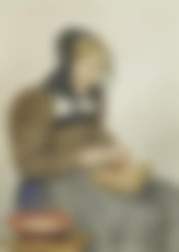 Portrait of a woman peeling an apple (preview)