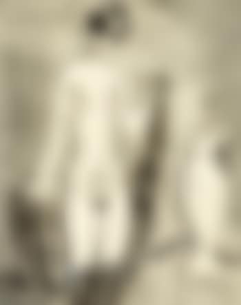 Standing nude with Spanish mantilla and white vase with handle (preview)