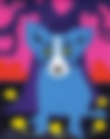 Blue dog with flowers (preview)