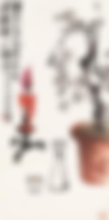 Plum blossom and red candle (preview)